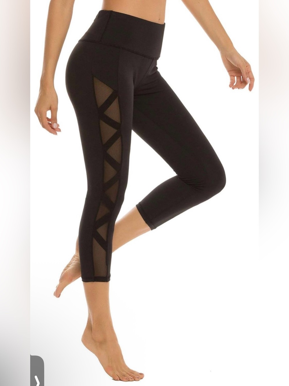 Capri Yoga Pants Mesh Crisscross Side M